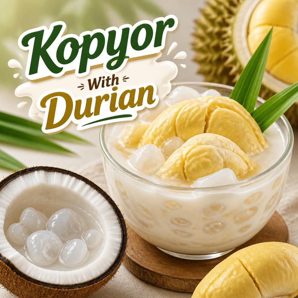 Kopyor With Durian Te Sate dengan rasa kopyor segar dan aroma durian khas
